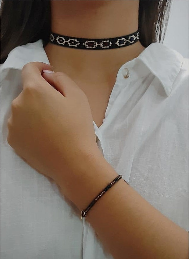 Collar - Choker Plata Nocturna